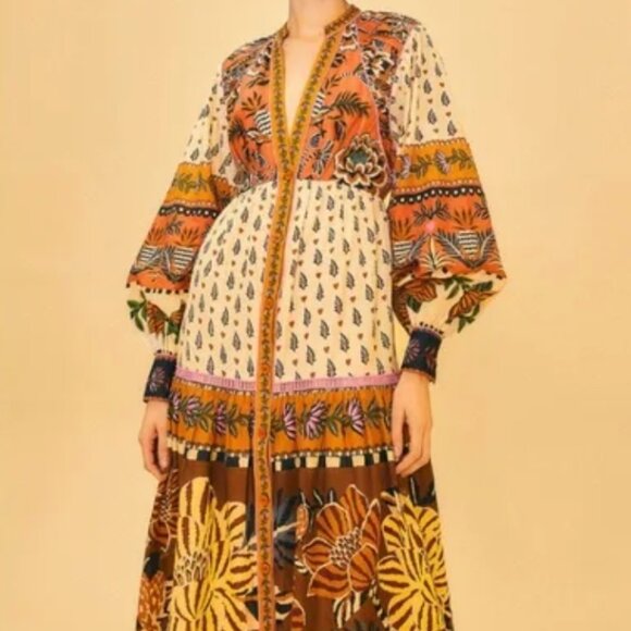 FARM Rio Dresses & Skirts - FARM Rio Ainika Floral V Neck Midi Dress in XS -NWOT